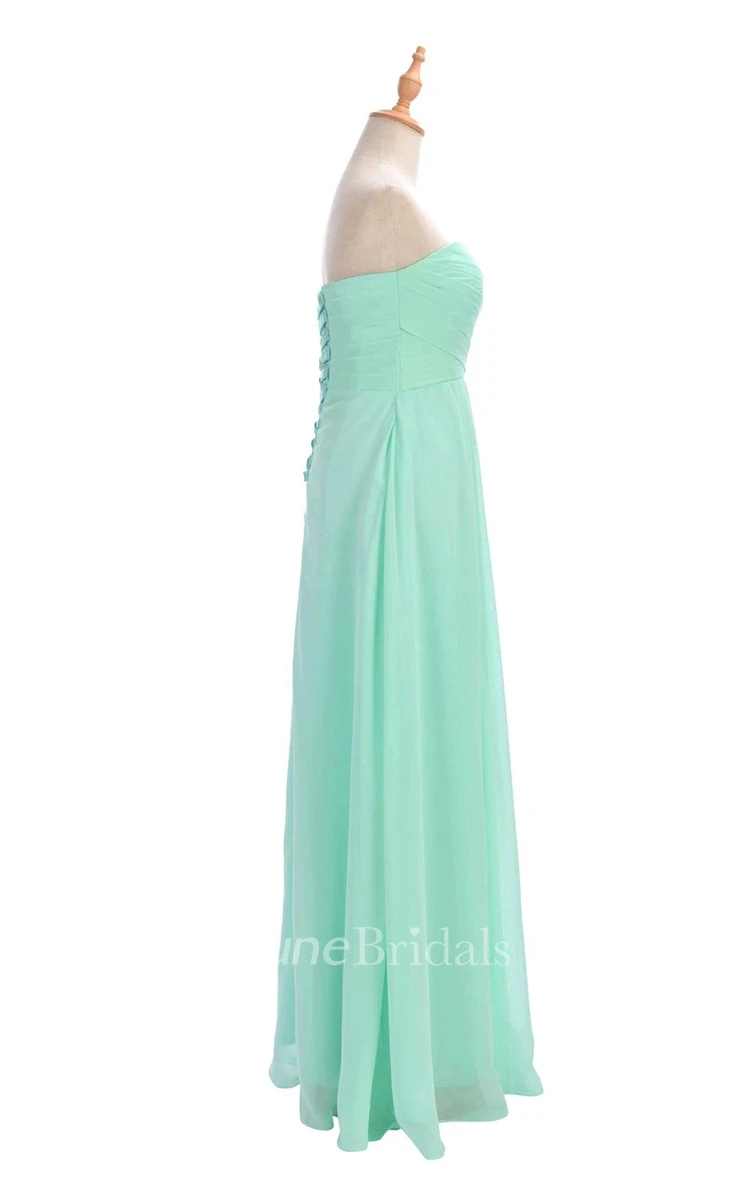 Strapless Ruched A-line Gown With Lace-up Back