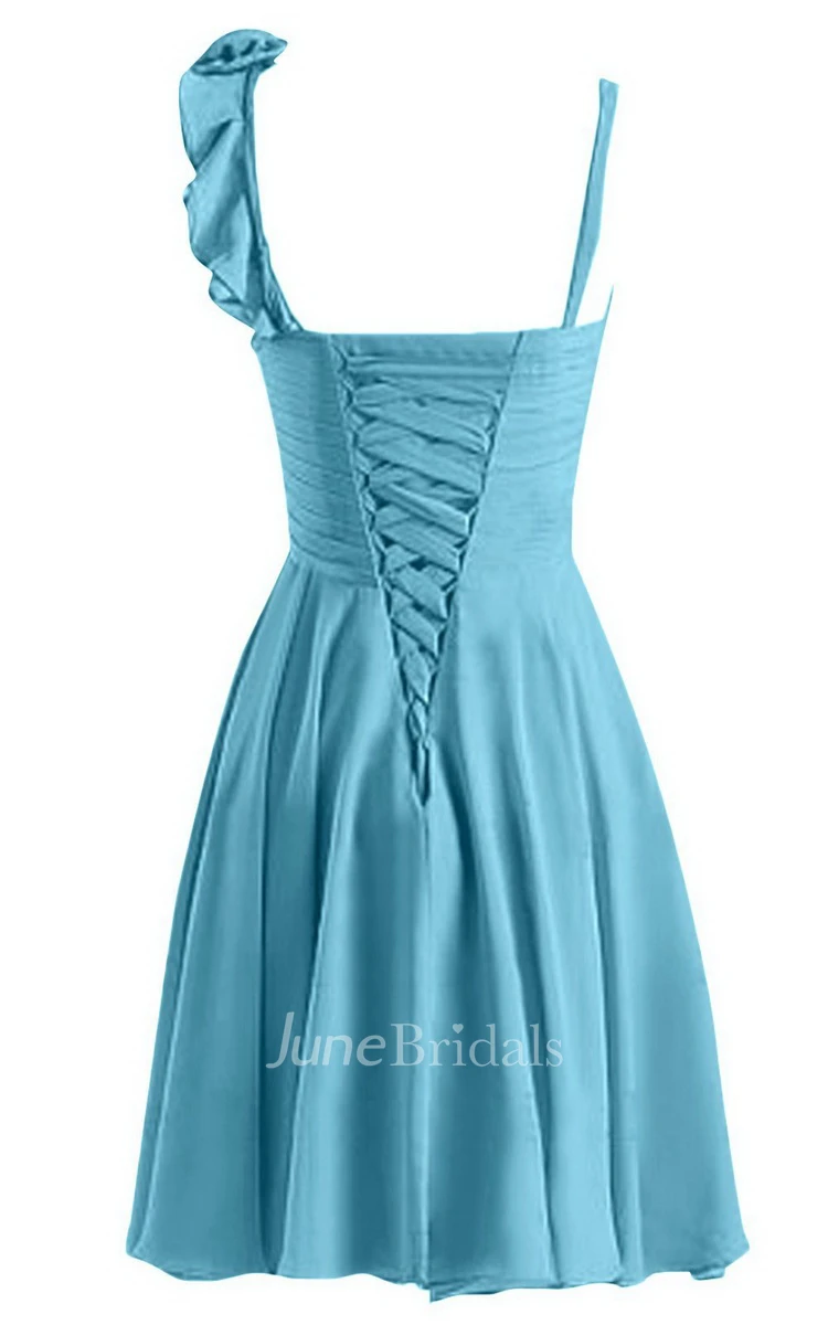 Spaghetti Straps Basque Waist Wedding Dress With 3D-Flower