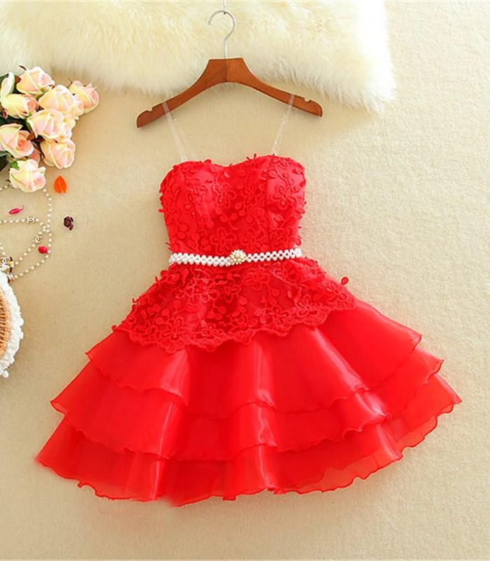 Lovely Sweetheart Mini Homecoming Dress Lace Appliques Layered