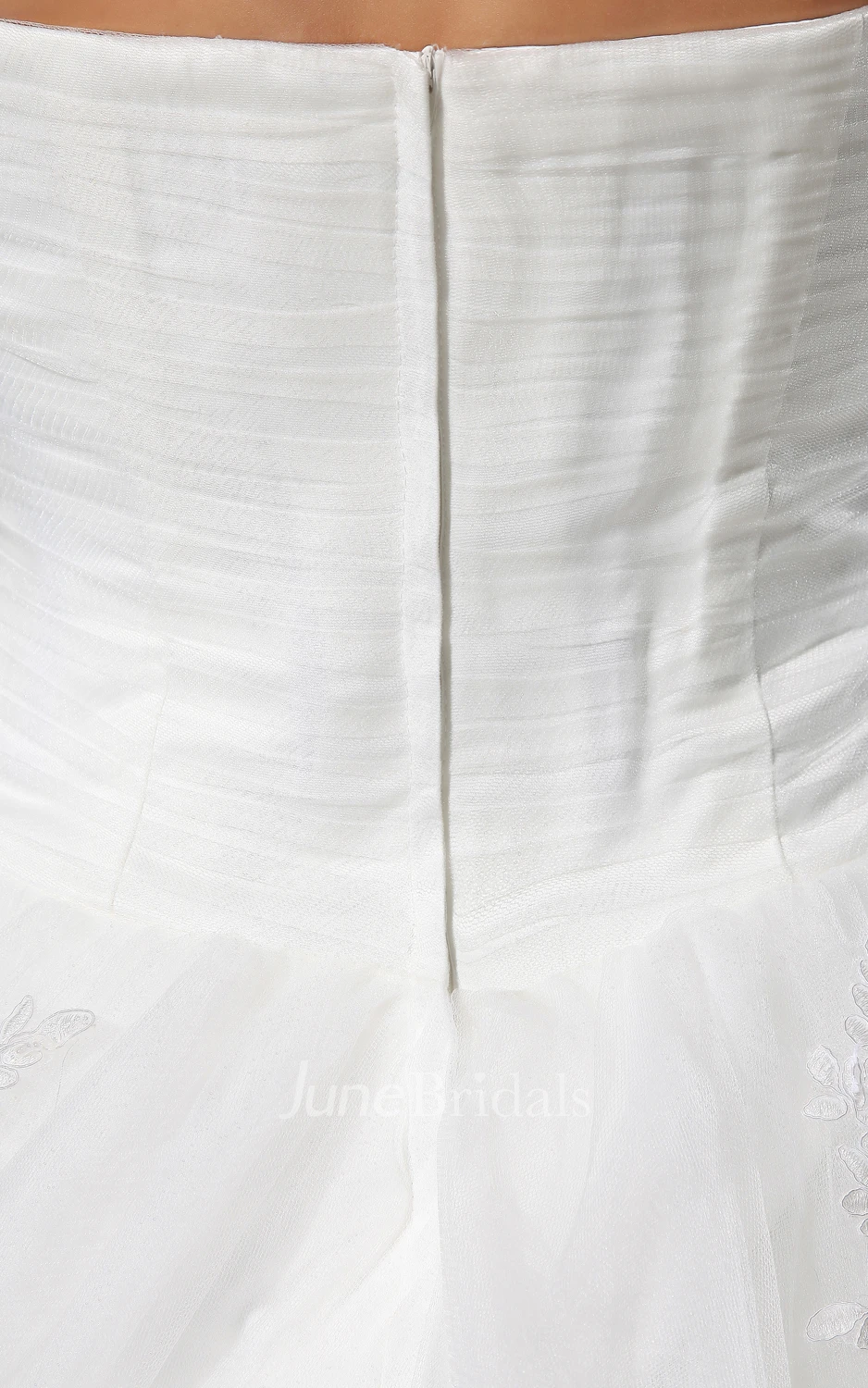 Strapless A-Line Gown With Soft Tulle And Lace Bolero