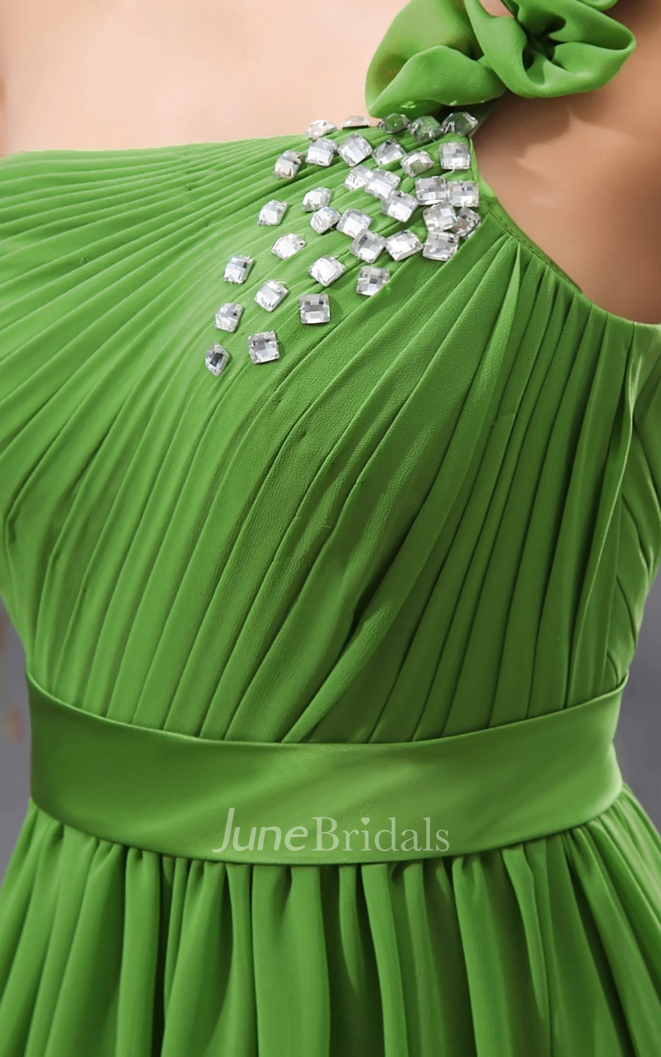 Chiffon Floral A-Line Graceful Gown With Crystal Details