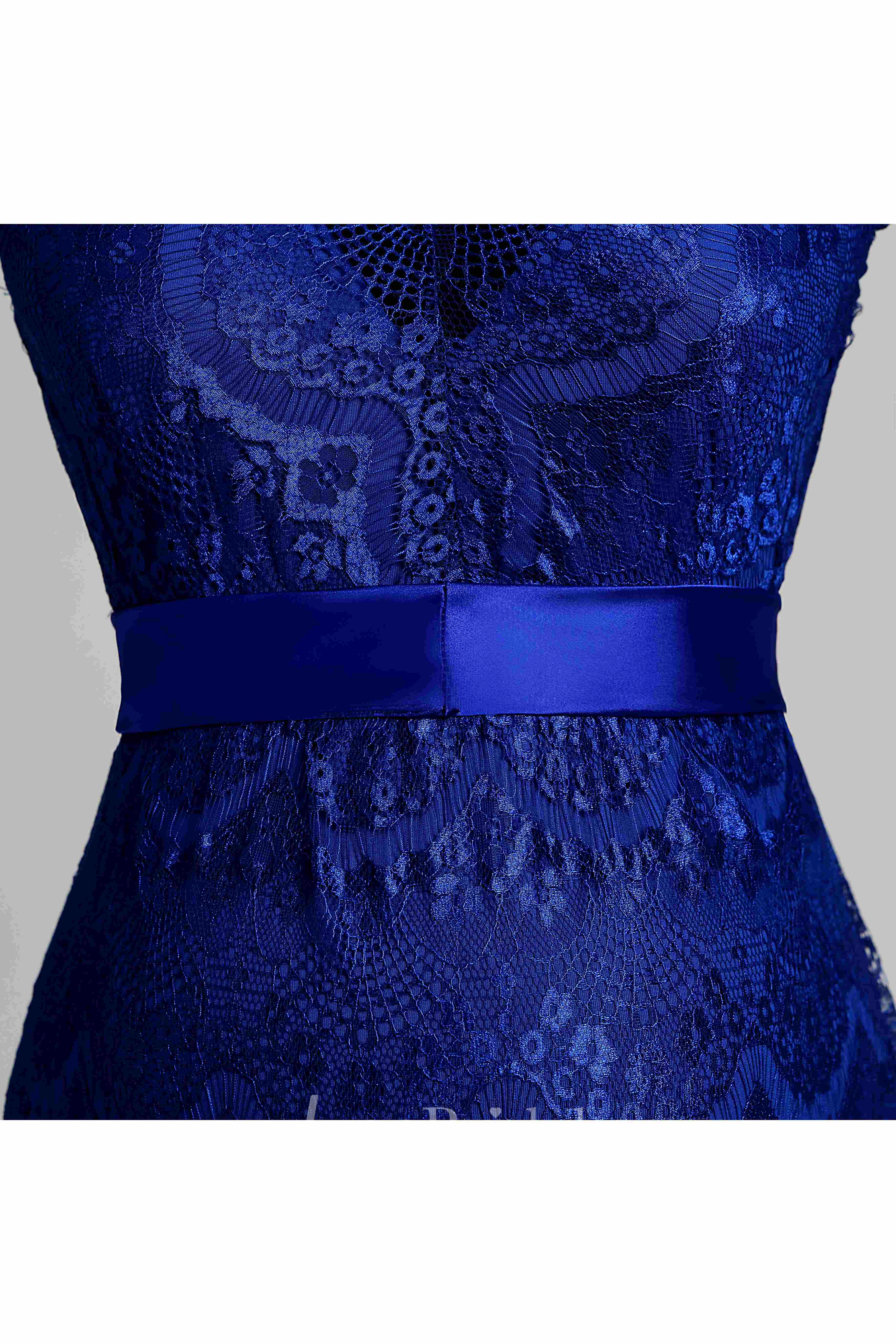 Floor-length A-line V-neck Cap Short Sleeve Low-V Back Lace Maternity Dress with Sweep/Brush Train