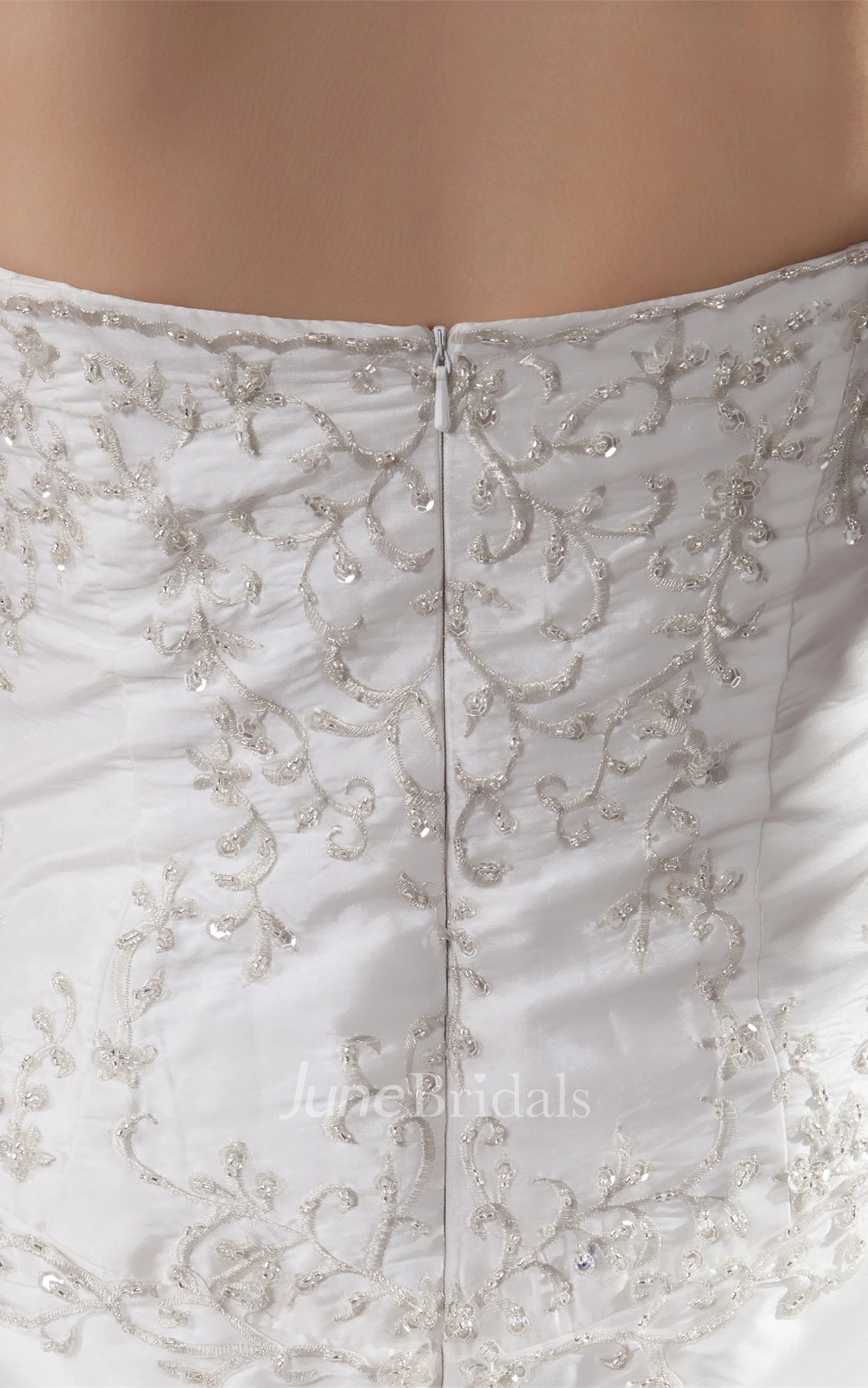 Strapless Embroidered Ball Gown with Ruching and Beading