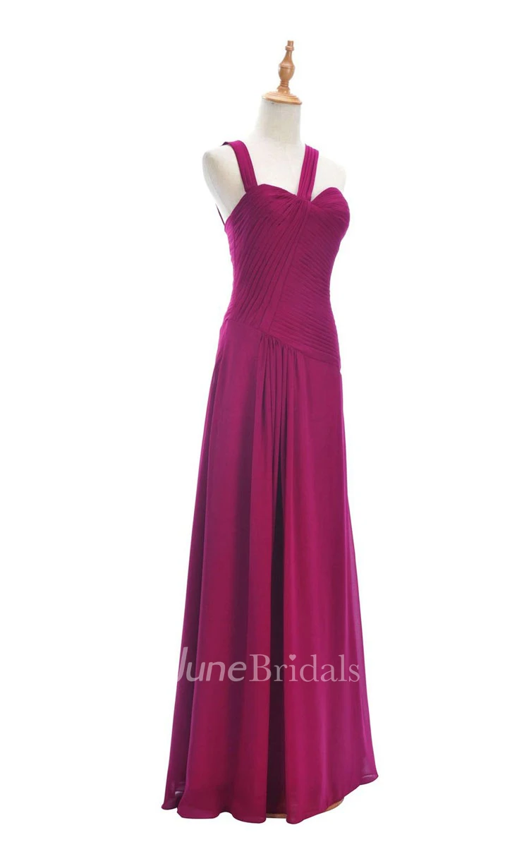 One-shoulder Sweetheart Long Empire Dress With Side Slit