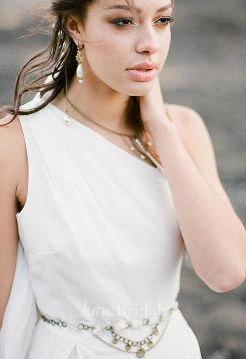 Hippie One-Shoulder A-Line Chiffon Wedding Dress