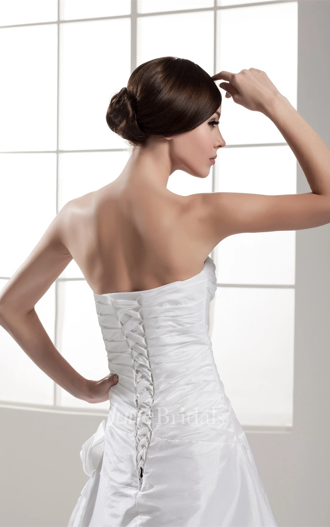 Sweetheart Criss-Cross Pick-Up Gown with Appliques and Flower