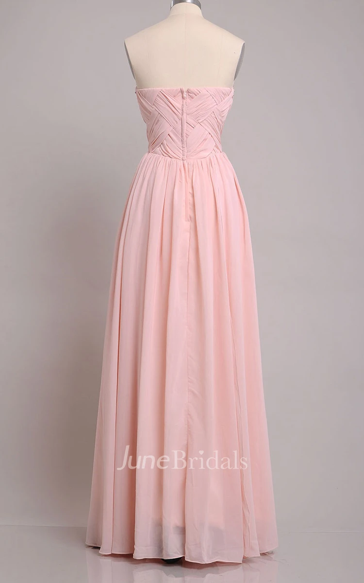 Sweetheart Sheath Chiffon Floor-length Dress With Beading and Pleats