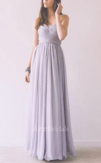 Floor-length Strapless Chiffon Dress