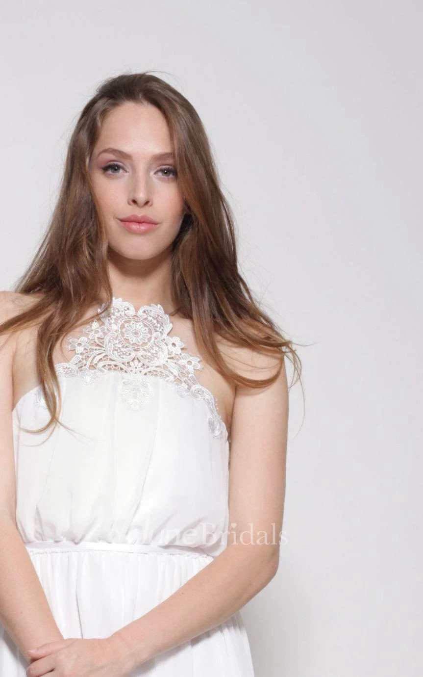 Chiffon Weddig Dress With Split Front Embroideries Split