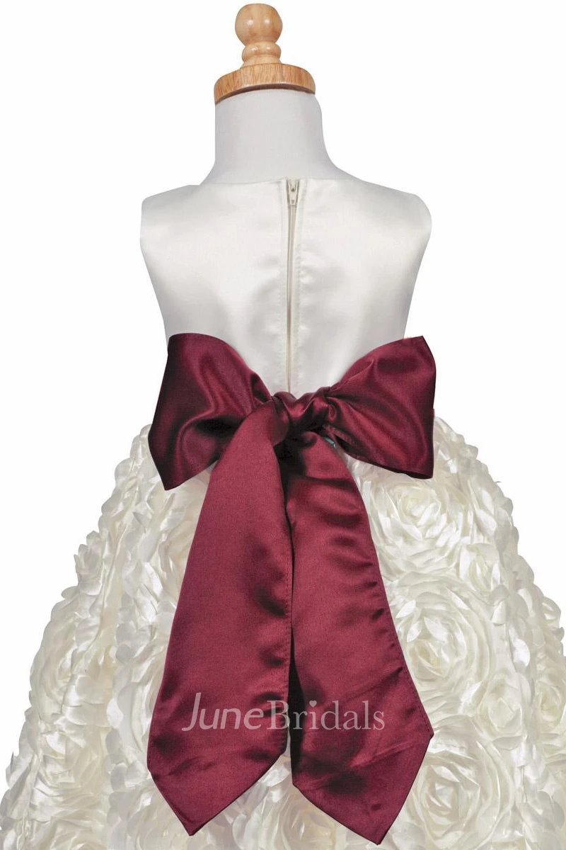 Tiered Satin Flower Girl Dress Tea-Length