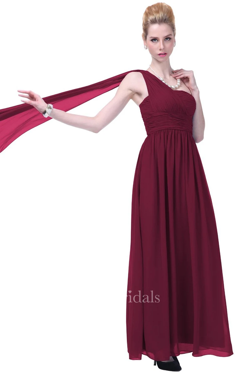 One-shoulder Basque Waist Ruffle Chiffon Dress
