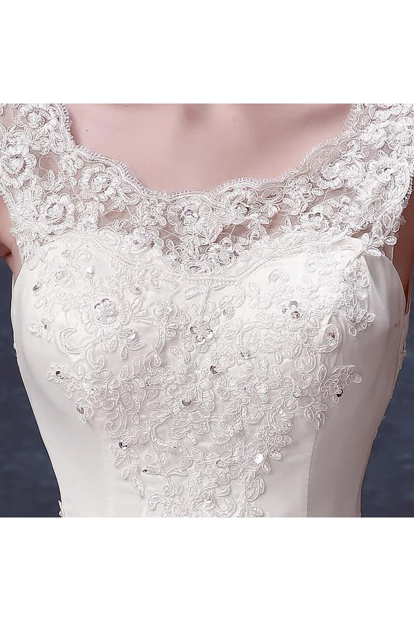 Elegant Scoop Sleeveless Lace Wedding Dresses Ball Gown Lace-up