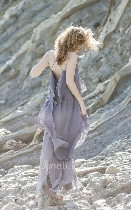 Tiered Chiffon Straped Back Dress