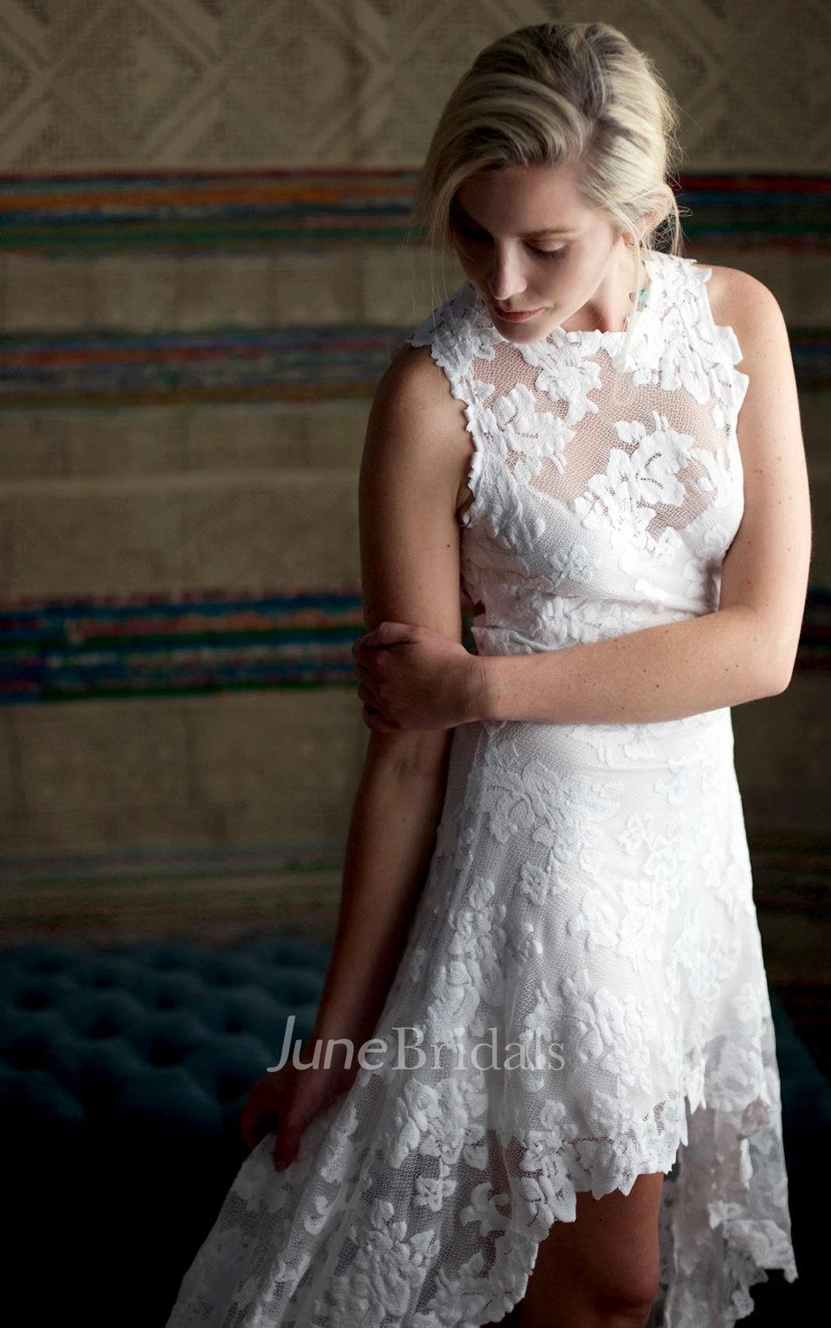 Open Back Lace Wedding Hi Low Wedding Short Wedding French Lace Olivia Dress