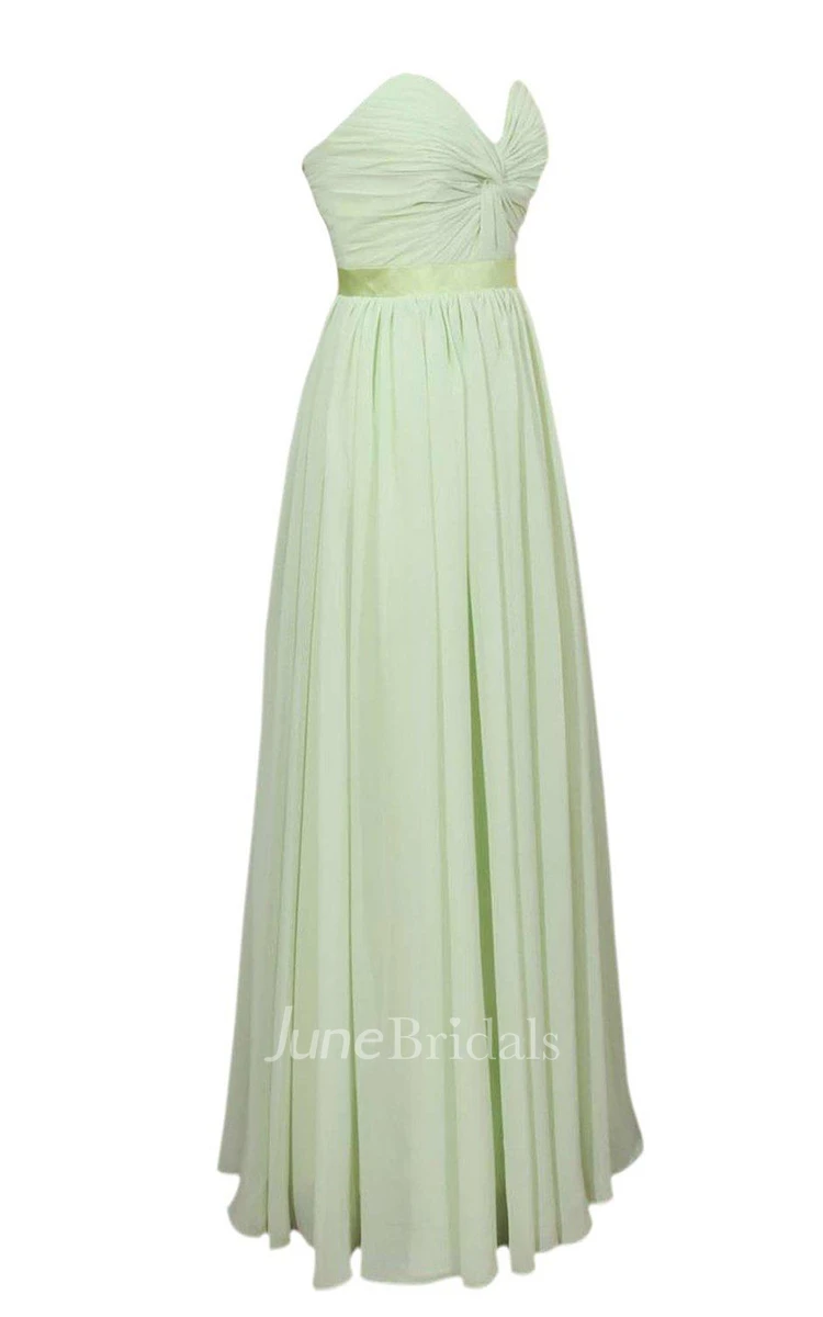 Simple Sweetheart Floor-length Chiffon Dress With Zipper Back
