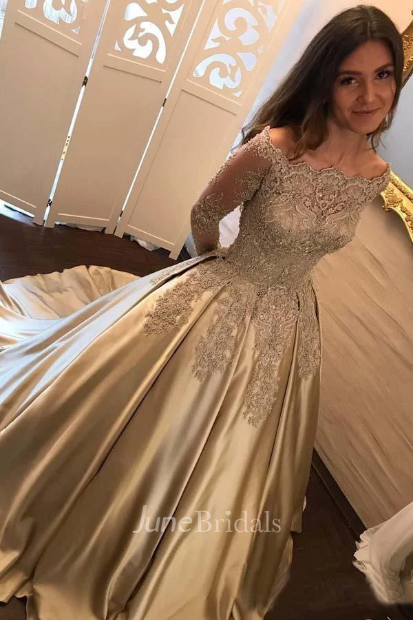 Ball Gown Off-the-shoulder Satin Prom Dress