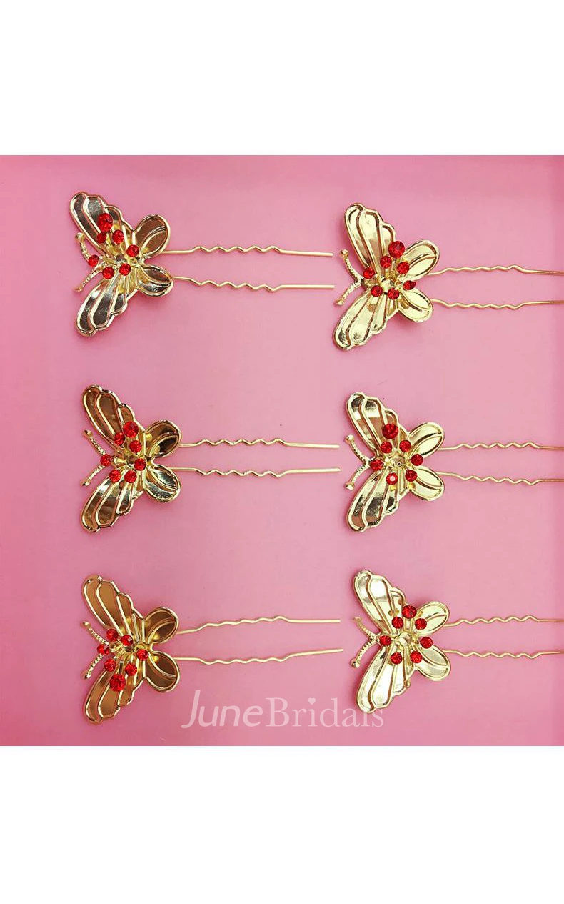 Bride Red Headdress Hair Ornaments Chinese Cheongsam Wedding Accessories Plate Hairpin U-Shaped Clip