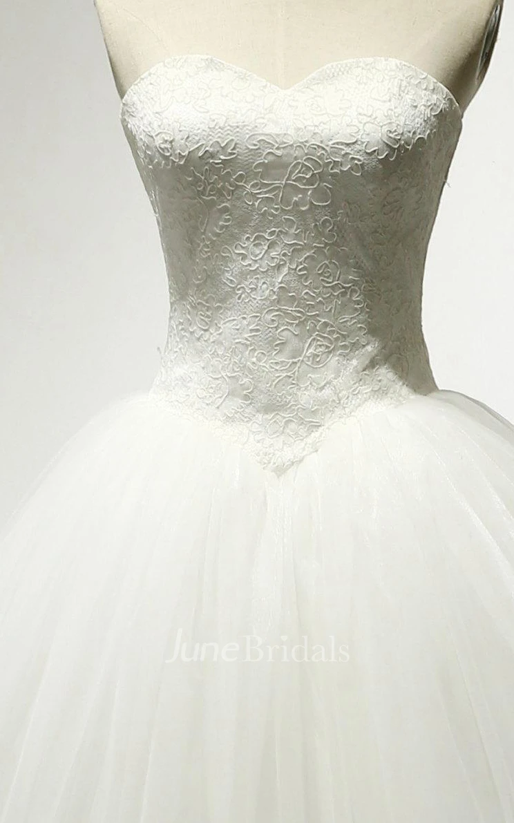 Sweetheart Tulle Puffy Ball Gown With Lace Corset Top