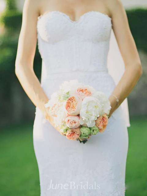 Sweetheart Slim Corset Bodice Tulle Trimed Lace Mermaid Wedding Dress