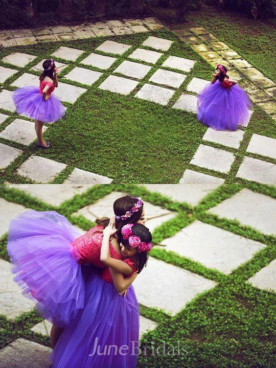 Newest Off-the-shoulder Tulle Mother and Daughter Dress With Lace