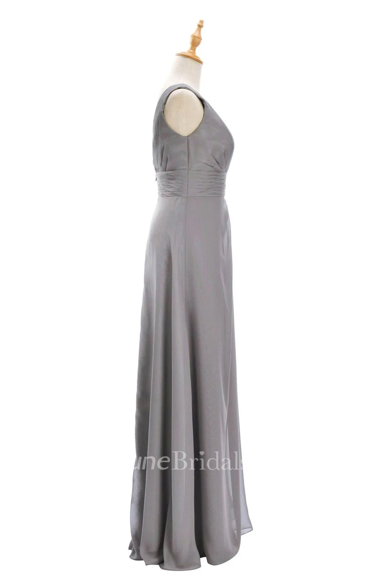 One-shoulder Sweetheart Long Empire Dress With Side Slit