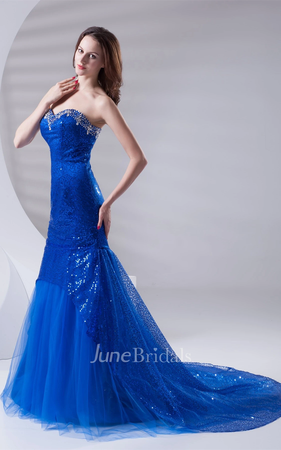 Sweetheart Mermaid Sequined Dress with Pleats and Corset Back