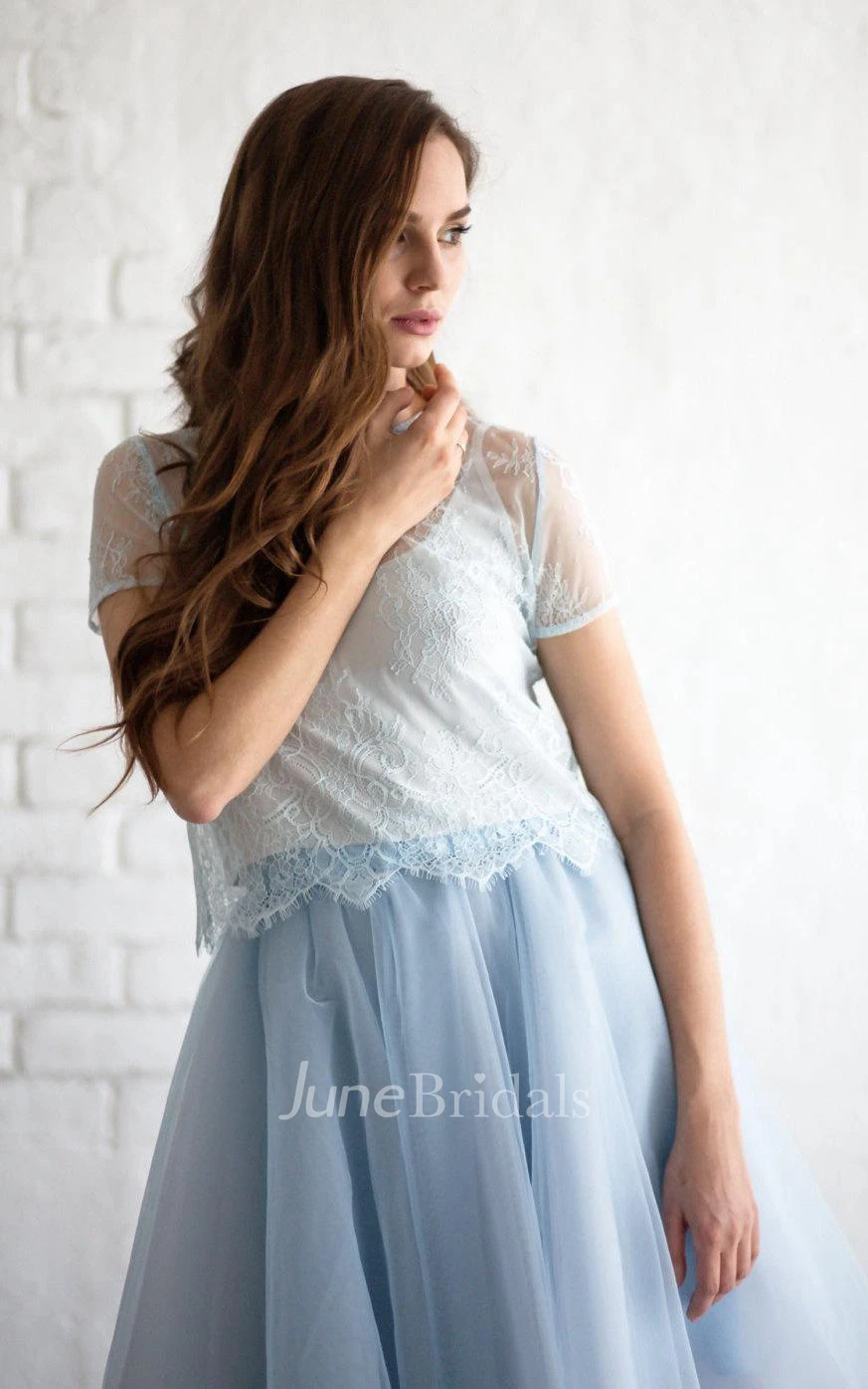 A-line Tulle Skirt With Lace and Pleated Skirt