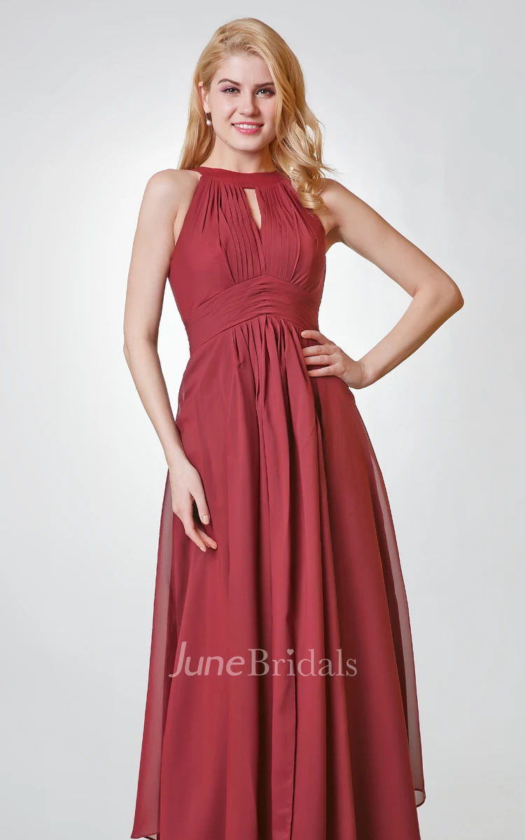 Halter Empire Long Bridesmaid Dress