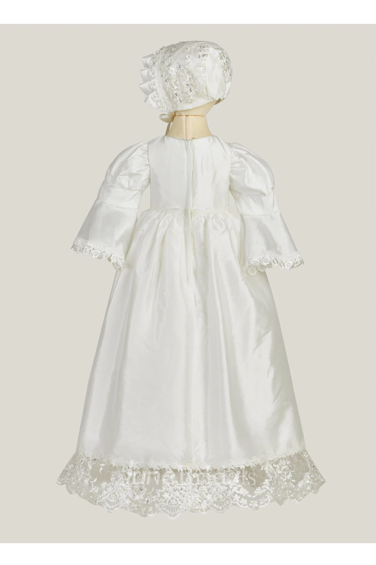 Simple Bell Sleeve Christening Gown With Front Split