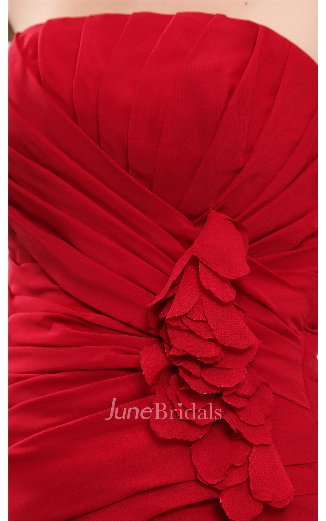 Strapless Ruched Mini Dress with Flower