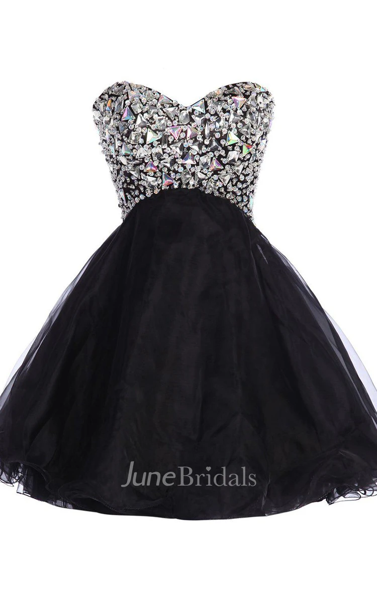 Sweetheart Short Layered Dress With Crystal Bodice