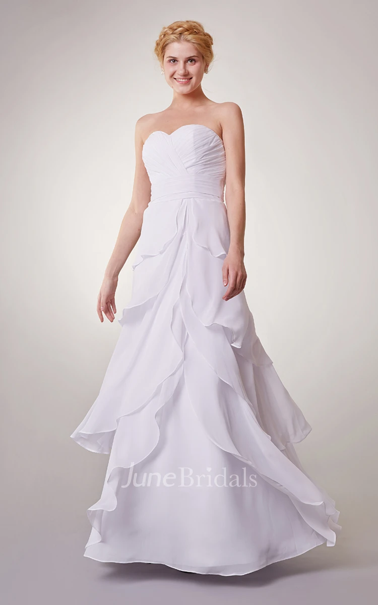 Empire Sweetheart Chiffon Long Dress With Tiers