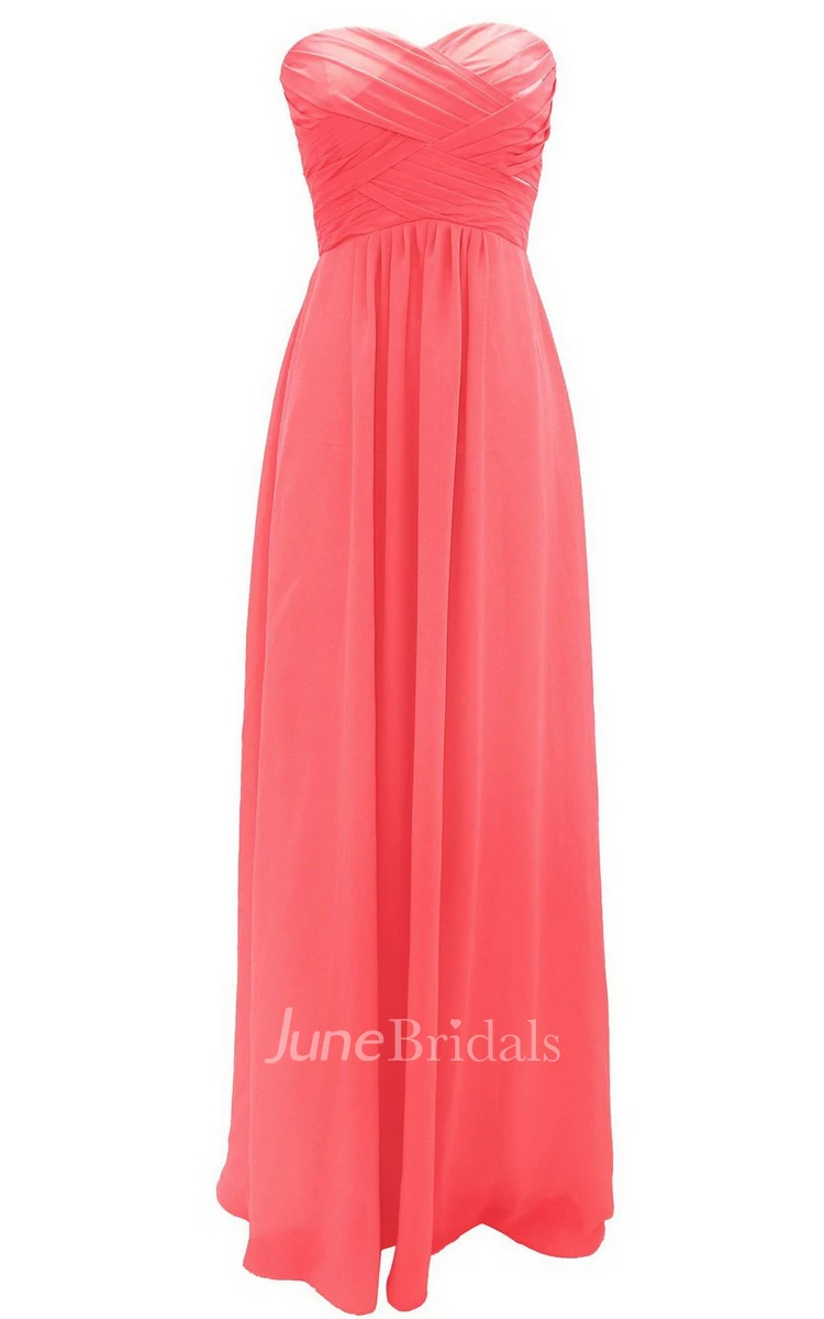 Graceful Sweetheart Ruched A-line Dress With Zipper Back