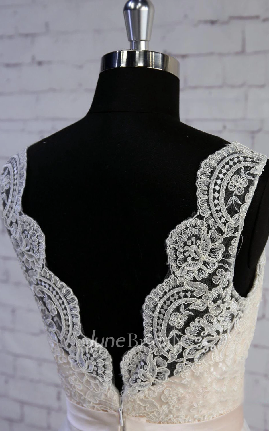 V-Neck Sleeveless Long A-Line Satin and Tulle Wedding Dress