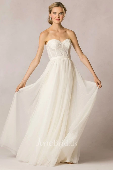 Sheath Lace Half-Sleeve Long Scoop-Neck Tulle Wedding Dress