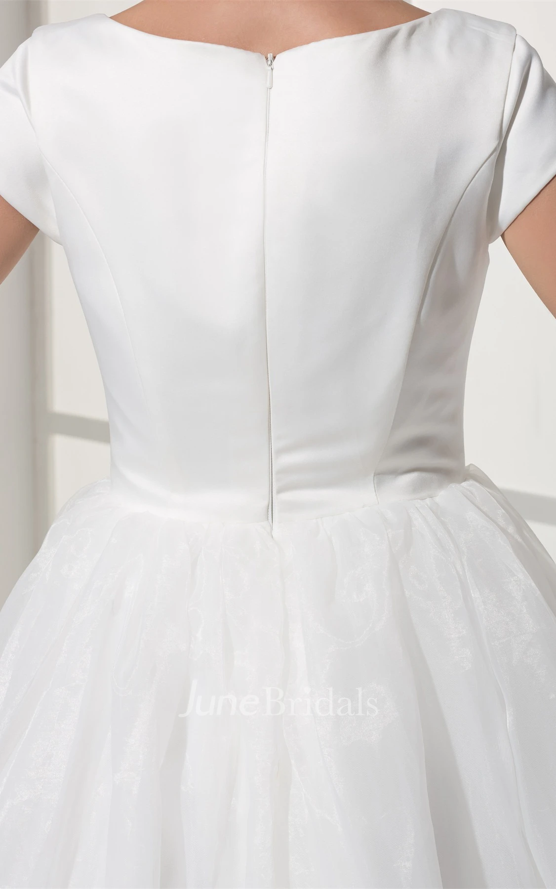 Short-Sleeve A-Line Midi Gown with Pleats