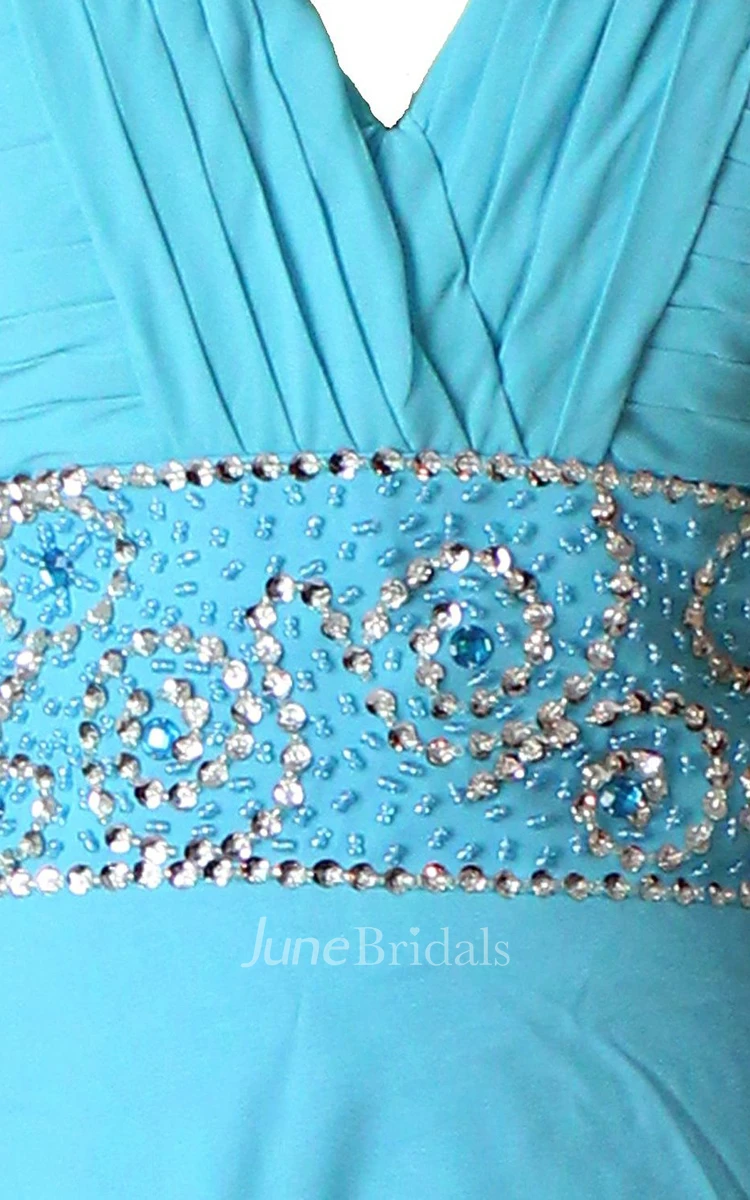 Ruched Bust High-low Dress With Crystal Embellishments