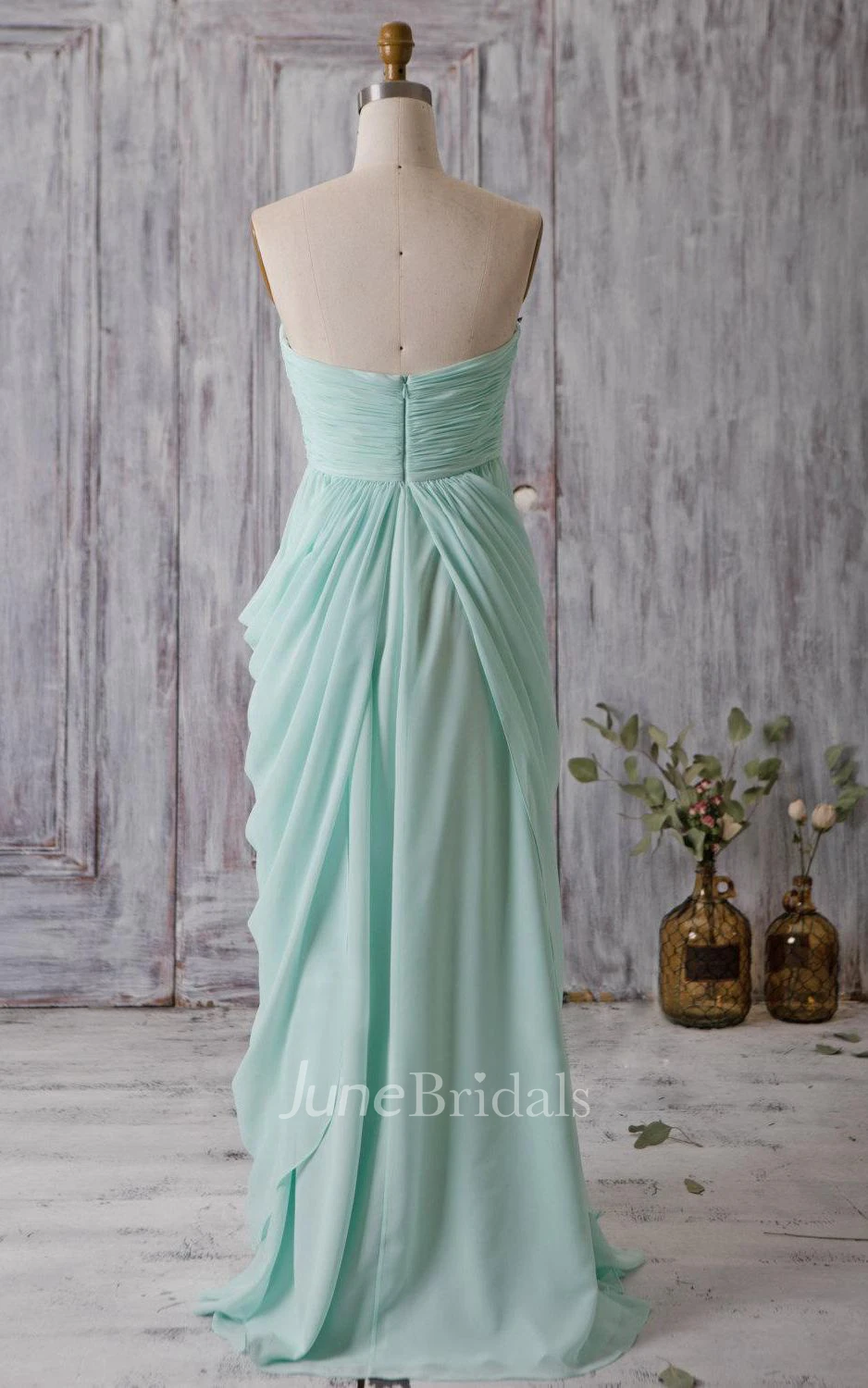 Backless Sweetheart Draped A-line Chiffon Long Dress With Bandage