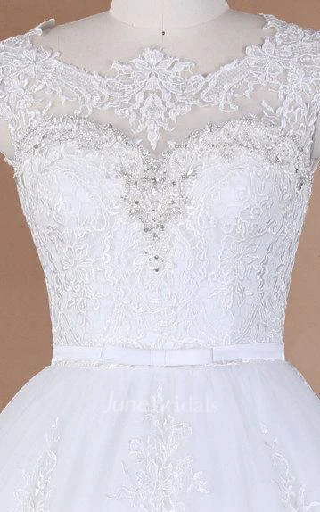 Ball Gown Tulle Lace Satin Weddig Dress With Beading