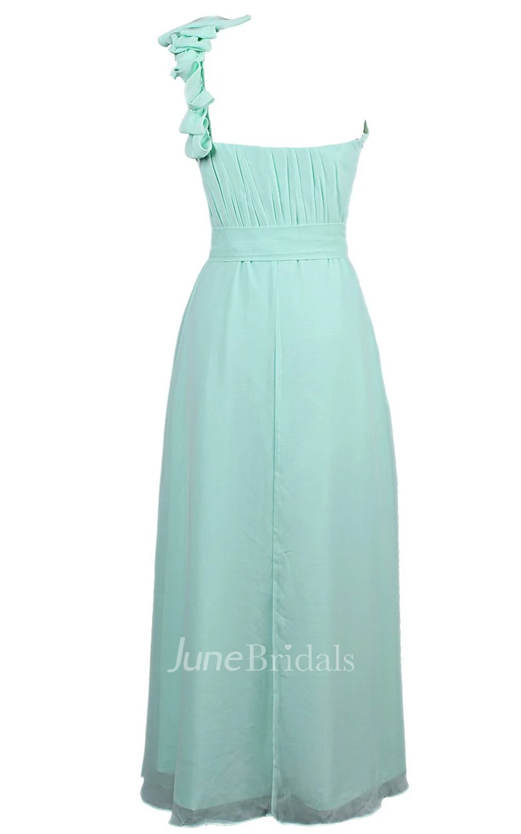 Graceful One-shoulder Chiffon A-line Gown With Bow