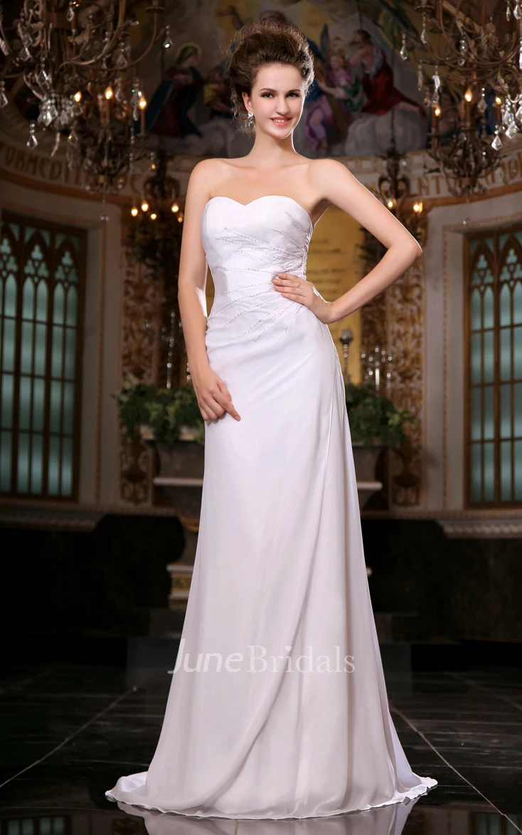 Gossamery Long-Chiffon Classic A-Line Strapless Dress