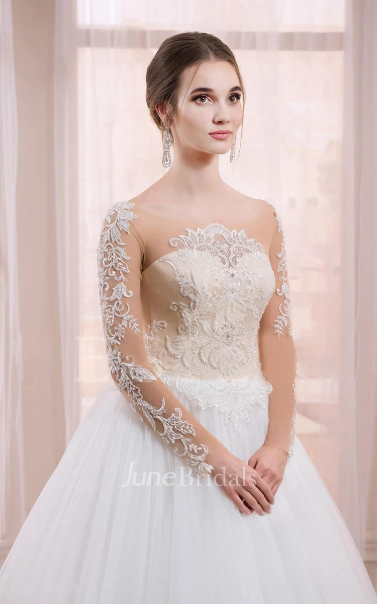 Sleeveless Sleeve Tulle Lace Weddig Dress