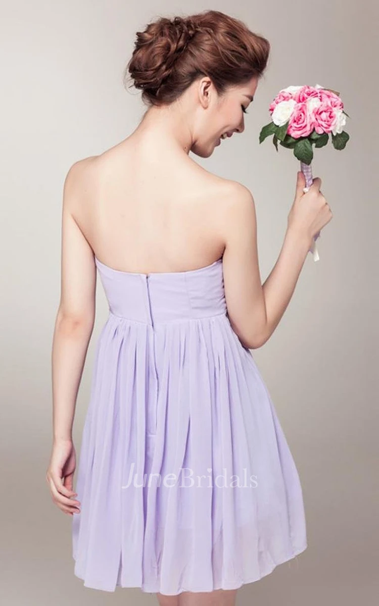 Chic Strapless Ruched Short Dress With Drapping