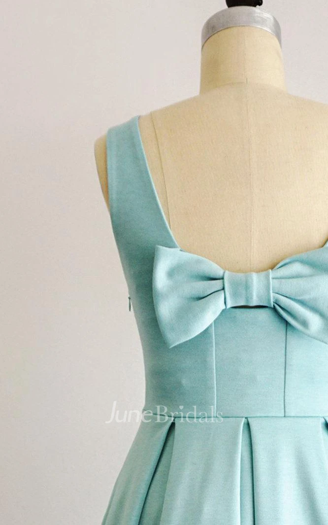 Vintage Pleated Open Back Dress With Bow