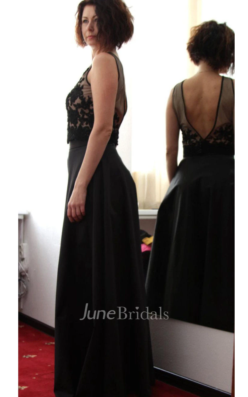 High Neck Satin Long Gown With Low-v Back