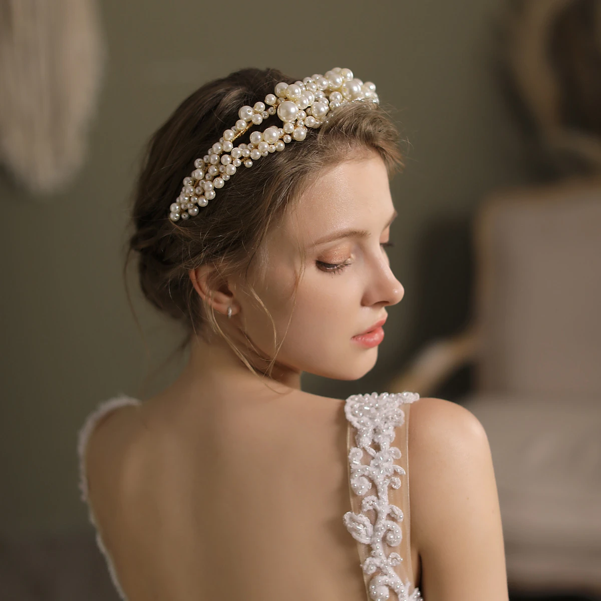 Royal Double Strands of Pearls Headband