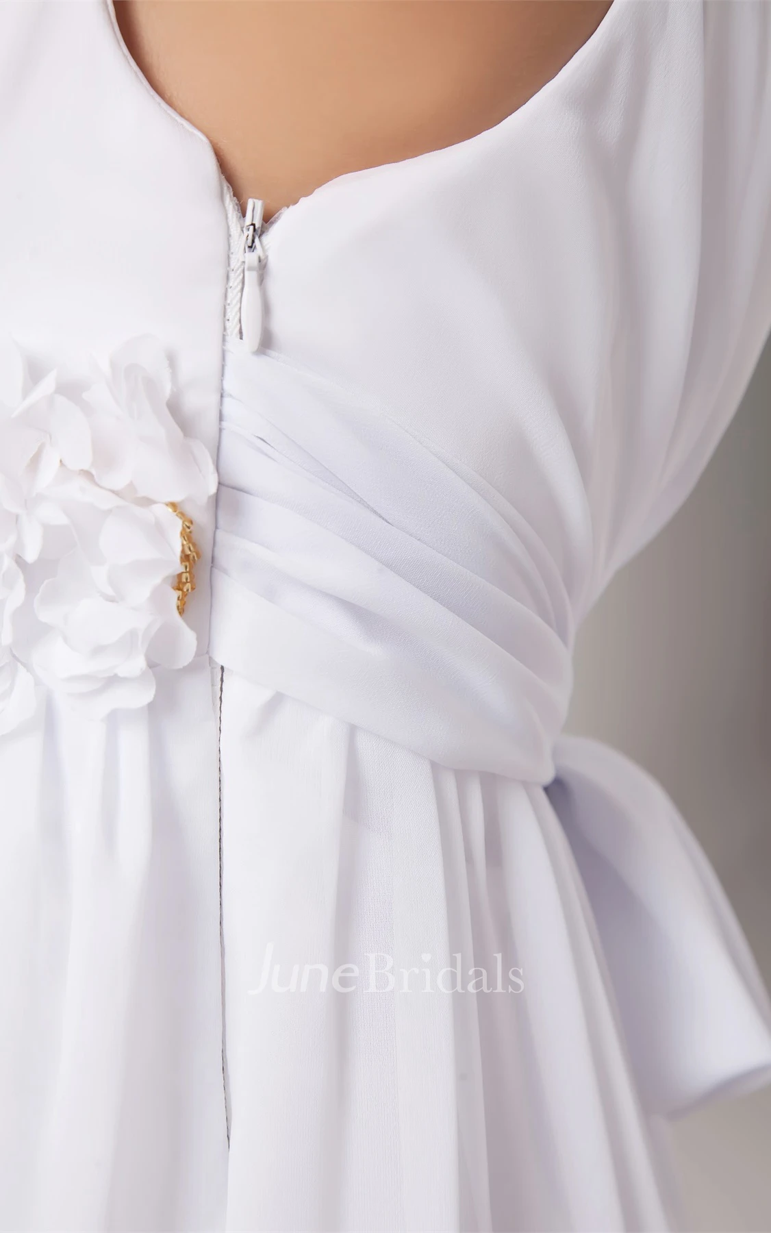 V-Neck Sleeveless Chiffon Long Dress with Floral Waist