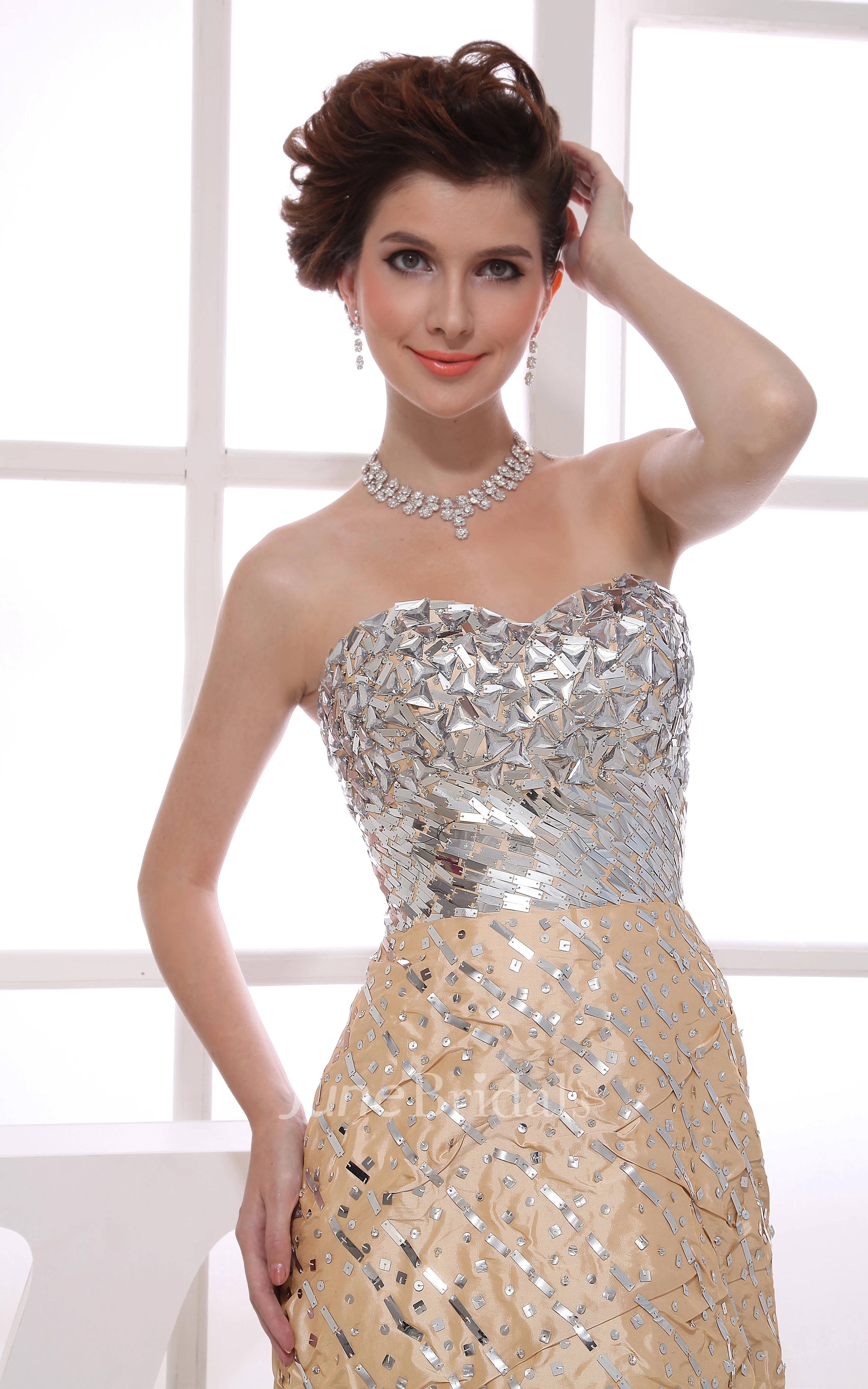 Shining Strapless Short Pencil Dress With Sequins