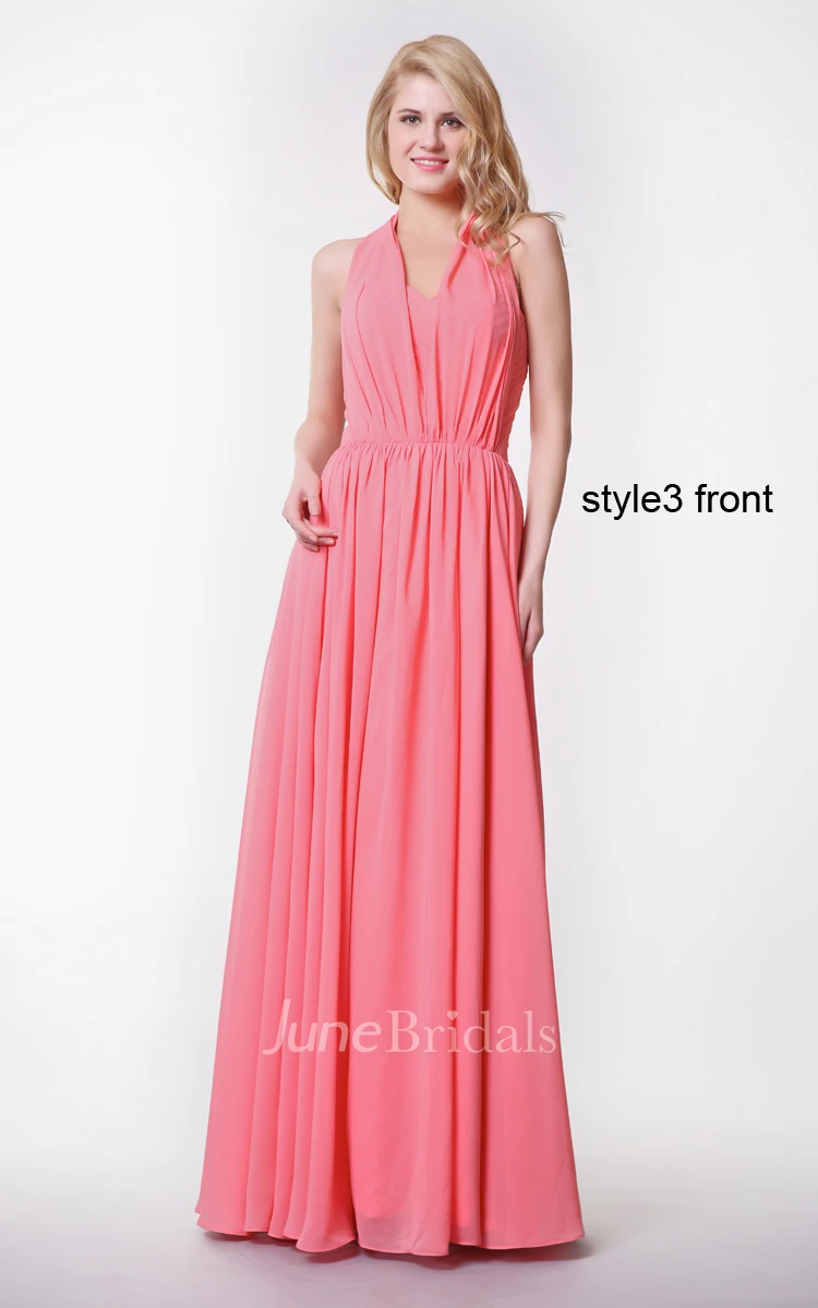 Sweetheart Pleated A-line Chiffon Gown With Convertible Straps