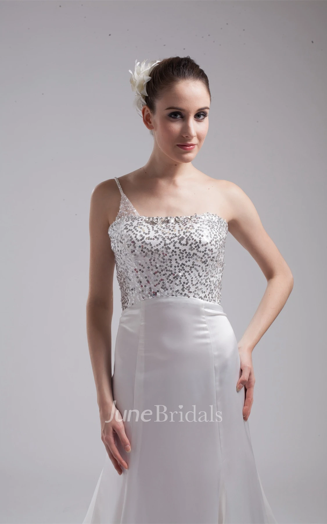 Sleeveless Sheath Floor-Length Dress with Sequined Top